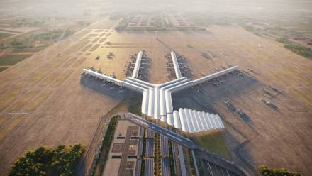 Centralny Port Komunikacyjny to planowany węzeł przesiadkowy między Warszawą i Łodzią, który zintegruje transport lotniczy, kolejowy i drogowy. Fot. mat. pras.