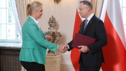 Minister Katarzyna Sójka i prezydent Andrzej Duda Fot. PAP/Rafał Guz