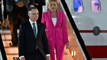 Prezydent RP Andrzej Duda (L) i pierwsza dama Agata Kornhauser-Duda. Fot. PAP/Radek Pietruszka