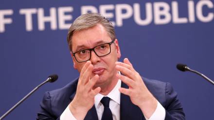 Prezydent Serbii Aleksandar Vuczić, fot. PAP/EPA/ANDREJ CUKIC