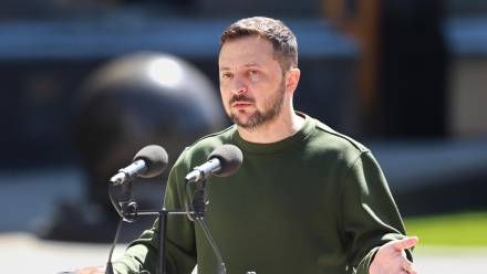 Prezydent Ukrainy Wołodymyr Zełenski. Fot. PAP/	Viktor Kovalchuk