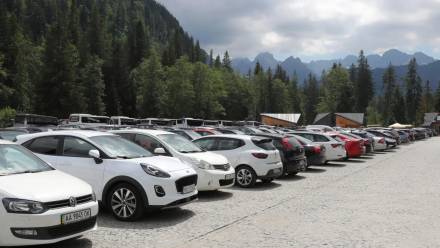  Pełen parking w Palenicy Białczańskiej. Zdj. ilustracyjne. fot. PAP/Grzegorz Momot