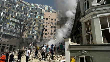 Rosyjski ostrzał na szpital dziecięcy w Kijowie, fot. X/@ZelenskyyUa, screenshot