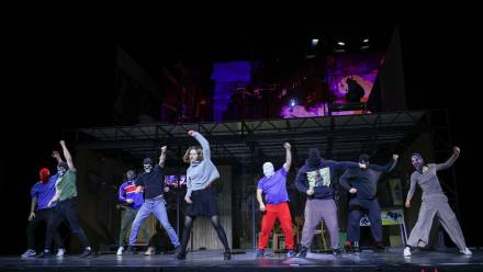 Próba prasowa "Tkoczy" w reż. Mai Kleczewskiej. Fot. PAP/	Jarek Praszkiewicz