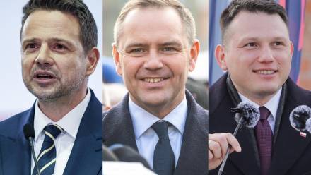 Rafał Trzaskowski, Karol Nawrocki i Sławomir Mentzen Fot. Marian Zubrzycki, Tomasz Waszczuk, Tytus Żmijewski
