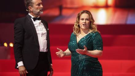 Joanna Kołaczkowska i Dariusz Kamys z kabaretu Hrabi. Fot. PAP/Łukasz Gągulski