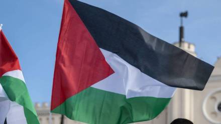 Flaga Palstyny Fot. PAP/Wojtek Jargiło