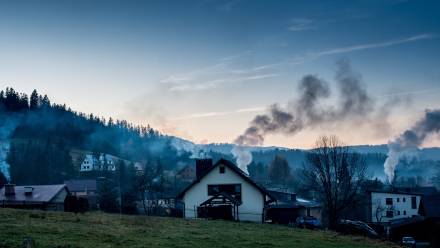 Dym lecący z kominów Fot. PAP/Andrzej Grygiel