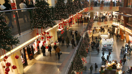 Przedświąteczne zakupy w centrum handlowym Złote Tarasy. Fot. PAP/Radek Pietruszka