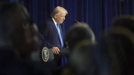 Prezydent Donald Trump po spotkaniu z Wołodymyrem Zełenskim Fot. PAP/EPA/PRESIDENTIAL PRESS SERVICE 