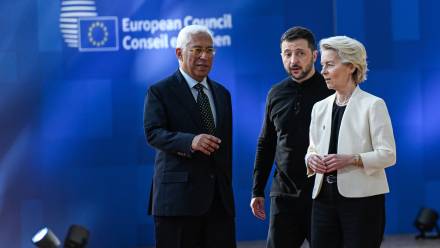 Antonio Costa, Wołodymyr Zełenski, Ursula von der Leyen. Fot. PAP/	Wiktor Dąbkowski