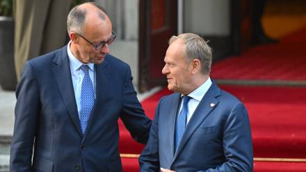 Premier Donald Tusk oraz kanclerz Niemiec Friedrich Merz. Fot. PAP/Piotr Polak