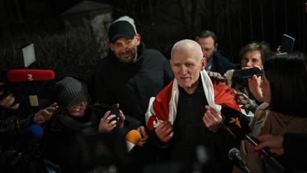  Białoruski działacz społeczny, polityk, obrońca praw człowieka i więzień polityczny Aleś Bialacki. Fot. PAP/	Valdemar Doveiko