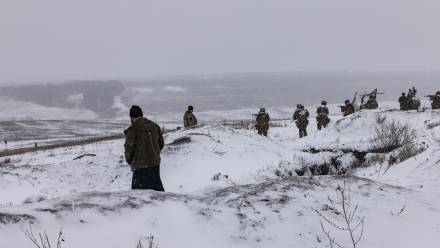 Szkolenie wojskowe żołnierzy ukraińskich Fot. PAP/Yevhen Titov