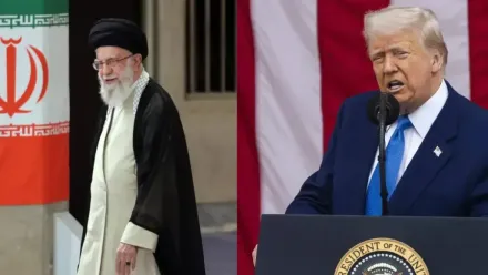 Ali Chemenei i Donald Trump, fot. PAP/EPA/STR, fot. PAP/EPA/JIM LO SCALZO