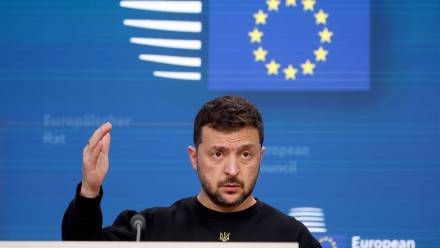 Wołodymyr Zełenski. Fot. EPA/CHRISTOPHER NEUNDORF