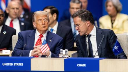 Prezydent USA Donald Trump i szef NATO Mark Rutte. Fot. PAP/EPA/		SEM VAN DER WAL