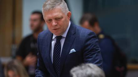 Premier Słowacji Robert Fico. Fot. PAP/EPA/OLIVIER HOSLET