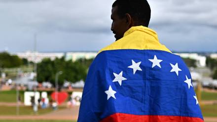 Flaga Wenezueli (zdjęcie ilustracyjne). Fot. EPA/ANDRE BORGES