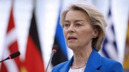 Szefowa KE Ursula von der Leyen. Fot. PAP/EPA/YOAN VALAT