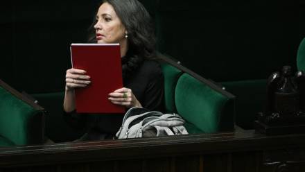  Przewodnicząca KRS Dagmara Pawełczyk-Woicka na sali plenarnej Sejmu, fot. PAP/Marcin Obara