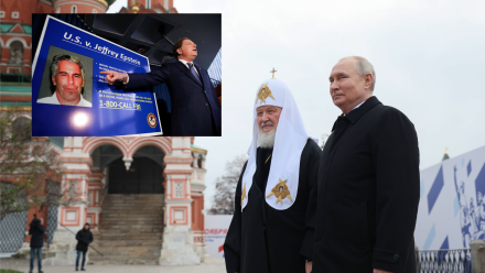 Prokurator Południowego Dystryktu Nowego Jorku Geoffrey Berman na konferencji w sprawie Jeffreya Epsteina w 2019 r. Fot. EPA/JASON SZENES / Patriarcha Cyryl I i Władimir Putin. Fot. EPA/GAVRIIL GRIGOROV/KREMLIN / POOL