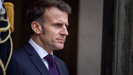 Prezydent Francji Emmanuel Macron. Fot. PAP/EPA/CHRISTOPHE PETIT TESSON