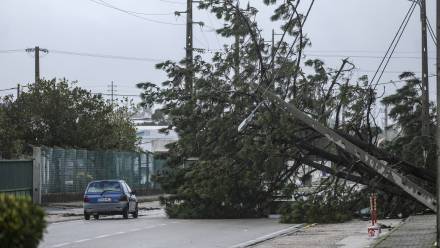 Skutki orkanu Kristin w Portugalii, fot. PAP/EPA/LUSA/CARLOS BARROSO