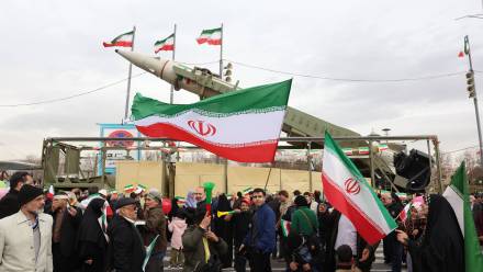 Irańczycy w Teheranie, fot. PAP/ABEDIN TAHERKENAREH