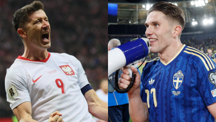 Robert Lewandowski i Victor Gyokeres. Fot. PAP/Leszek Szymański/EPA/Kai Forsterling