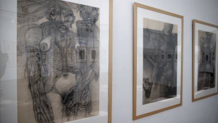 Wystawa rysunków Zdzisława Beksińskiego. Fot. PAP/Łukasz Gągulski