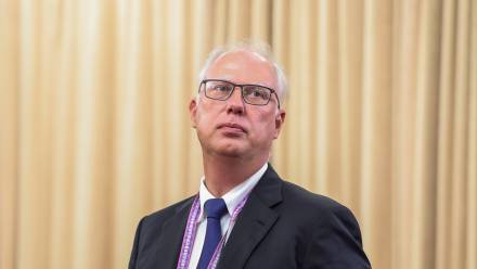 Kiriłł Dmitrijew, wysłannik przywódcy Rosji Władimira Putina. Fot. PAP/EPA/MAXIM SHEMETOV / POOL