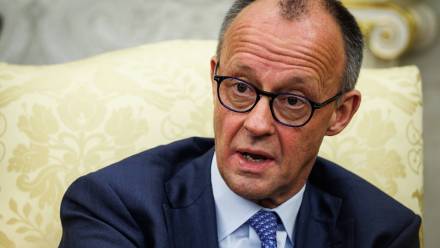 Kanclerz Niemiec Friedrich Merz. Fot. PAP/EPA/	SAMUEL CORUM / POOL