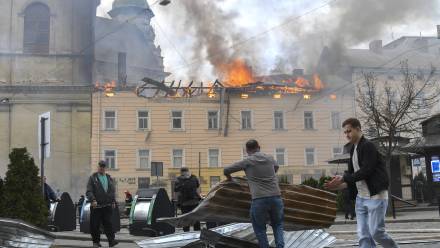 Atak na Lwów z 24 marca 2026 r. Fot. PAP/EPA/MYKOLA TYS