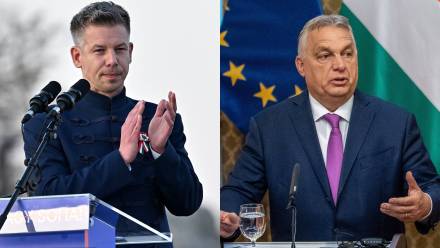 Peter Magyar i Viktor Orban Fot. PAP/EPA/Tibor Illyes/JAKUB GAVLAK