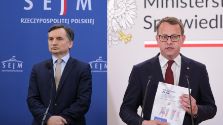 Zbigniew Ziobro (L) i Marcin Romanowski (P). Fot. PAP/Paweł Supernak/Tomasz Gzell