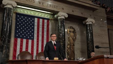 Spiker Izby Reprezentantów Mike Johnson. Fot. EPA/KYLIE COOPER / POOL 