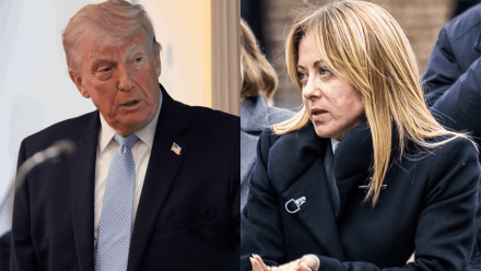 Prezydent USA Donald Trump i premier Włoch Giorgia Meloni. Fot. PAP/Wiktor Dąbkowski/EPA/YURI GRIPAS / POOL