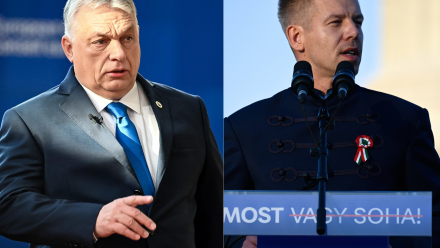Wiktor Orban, Peter Magyar. Fot. PAP/Wiktor Dąbkowski/EPA/Robert Hegedus, 