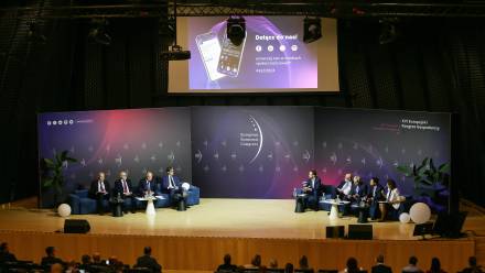  Uczestnicy Europejskiego Kongresu Gospodarczego w Międzynarodowym Centrum Kongresowym w Katowicach Fot. PAP/Jarek Praszkiewicz