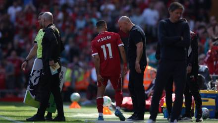 Mohamed Salah i trener Liverpoolu Arne Slot, fot. PAP/EPA/ADAM VAUGHAN