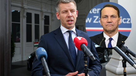 Peter Magyar, Radosław Sikorski Fot. PAP/Radek Pietruszka/EPA/TIBOR ILLYES