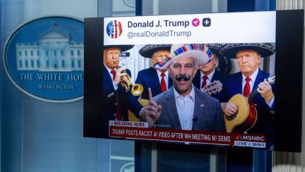 Opublikowane przez prezydenta USA Donalda Trumpa zdjęcie wygenerowane przez AI. Zdjęcie ilustracyjne. Fot. EPA/SHAWN THEW