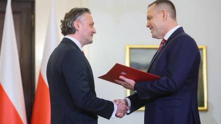 Prezydent RP Karol Nawrocki i nowy szef Biura Bezpieczeństwa Narodowego Bartosz Grodecki. Fot. PAP/Leszek Szymański