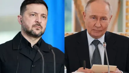 Wołodymyr Zełenski i Władimir Putin Fot. PAP/EPA/CLEMENS BILAN//DMITRI LOVETSKY/AP POOL