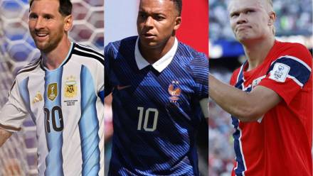 Lionel Messi; Kylian Mbappe; Erling Haaland. Fot. PAP/EPA/AMY KONTRAS/SARAH YENESEL/GREG M. COOPER
