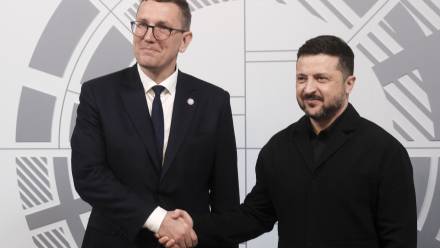 Kristen Michal i Wołodymyr Zełenski Fot. PAP/EPA/VALDA KALNINA