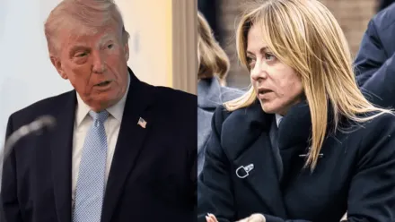 Prezydent USA Donald Trump i premier Włoch Giorgia Meloni. Fot. PAP/Wiktor Dąbkowski/EPA/YURI GRIPAS / POOL