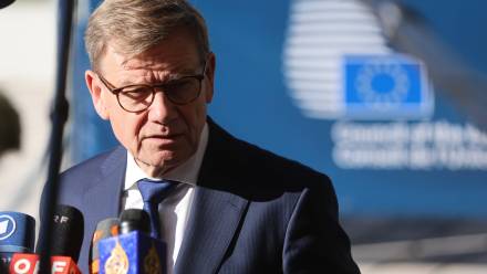 Szef niemieckiej dyplomacji Johann Wadephul. Fot. PAP/EPA/Olivier Hoslet