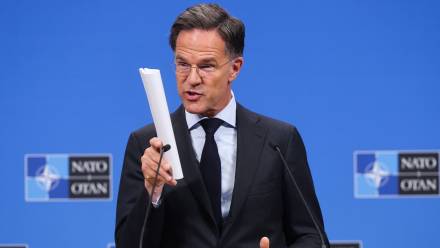 Szef NATO Mark Rutte. Fot. PAP/EPA/OLIVIER HOSLET